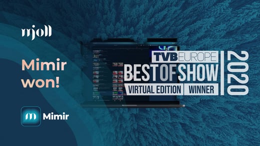 Mimir takes home a TVBEurope Best of Show 2020 award