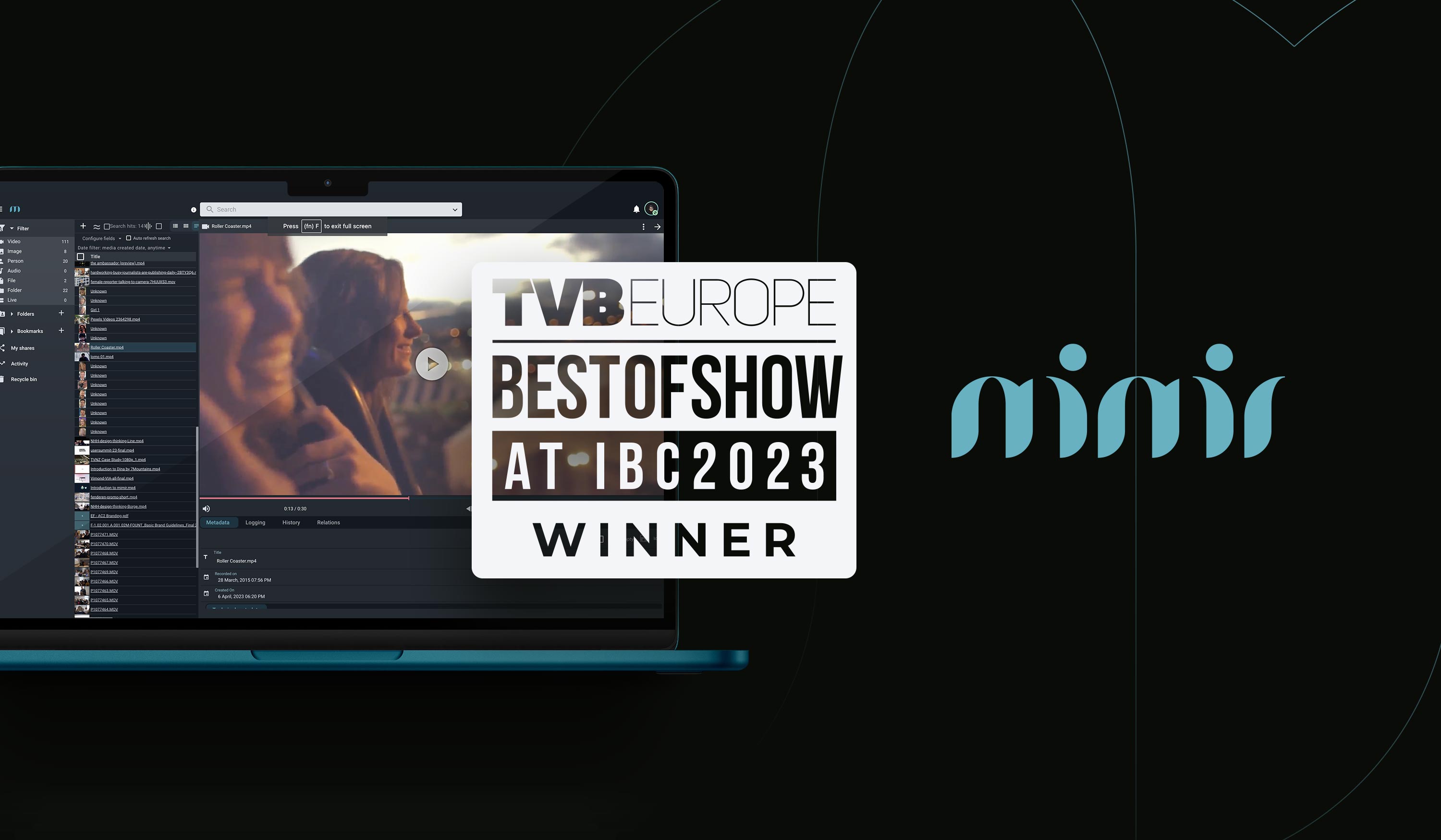Mimir best of show at IBC2023 banner